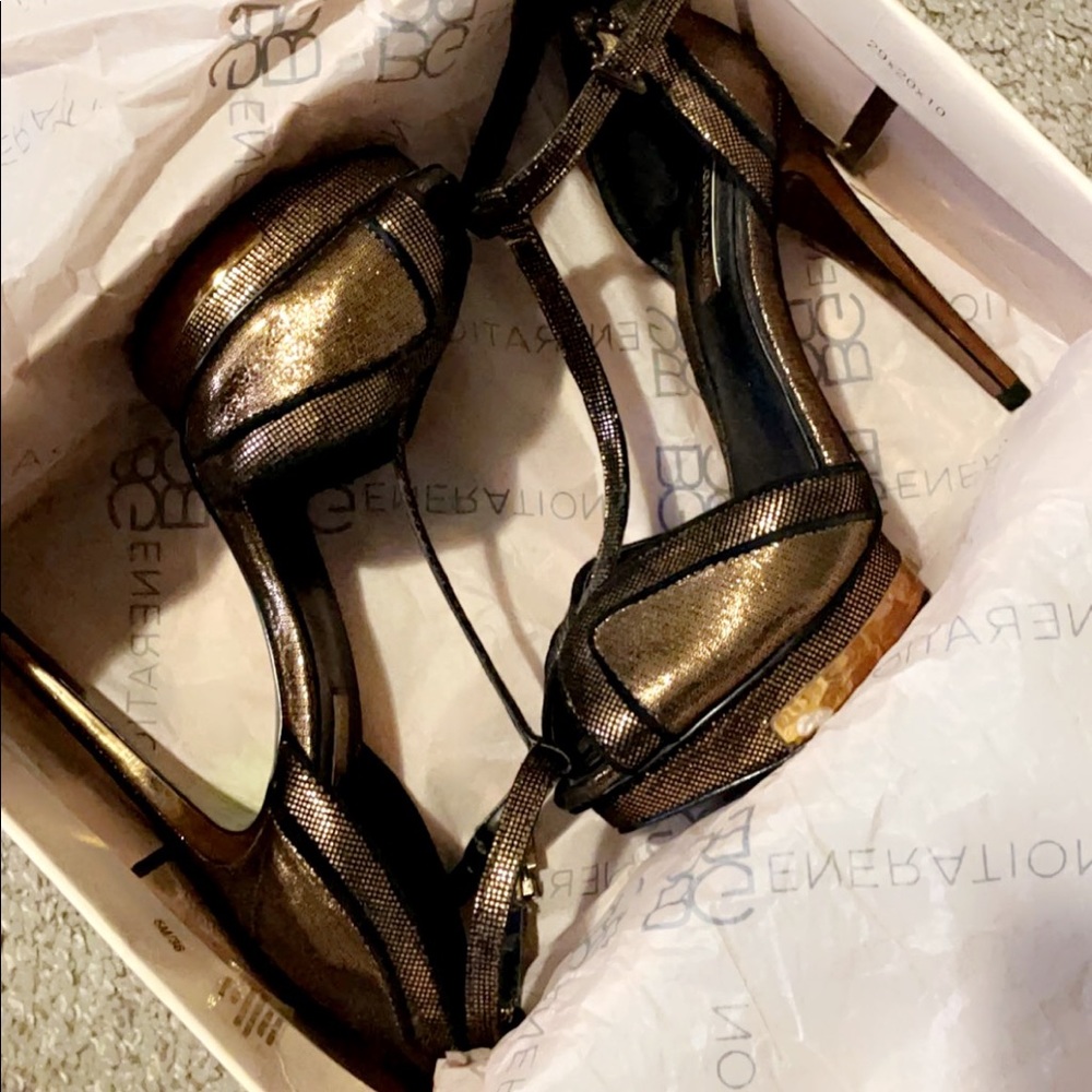 BCBG Maxazria Dark Gold Platform Heels